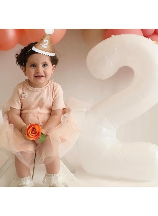 ZVEV 2st Birthday Party Hat For Babies, Birthday Hat, Adjustable Soft Headband, Birthday Decoration Celebration Cone Hats For Celebrations, Linen Decorative Hat, Party Supplies For Baby For Girl And Boy - Image 2