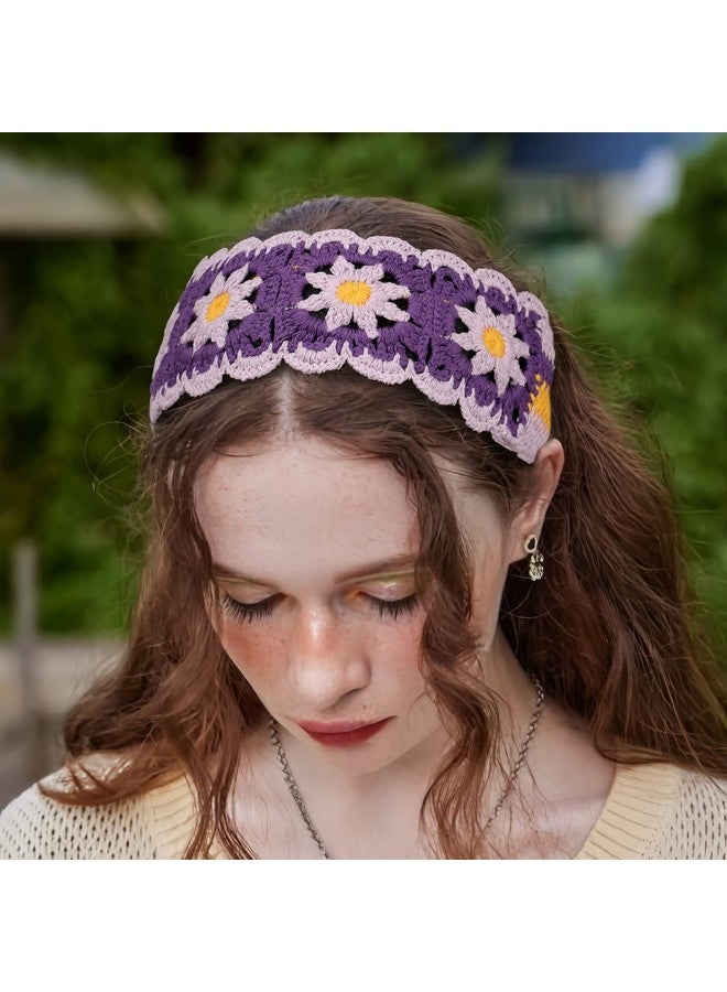 HAIMEIKANG Hippie Hair Bandanas Headbands For Women Boho Headband Knit Hair Bands Floral Head Wrap For Girls(Red+Green+Pueple) - Image 5
