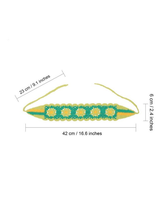 HAIMEIKANG Hippie Hair Bandanas Headbands For Women Boho Headband Knit Hair Bands Floral Head Wrap For Girls(Red+Green+Pueple) - Image 3