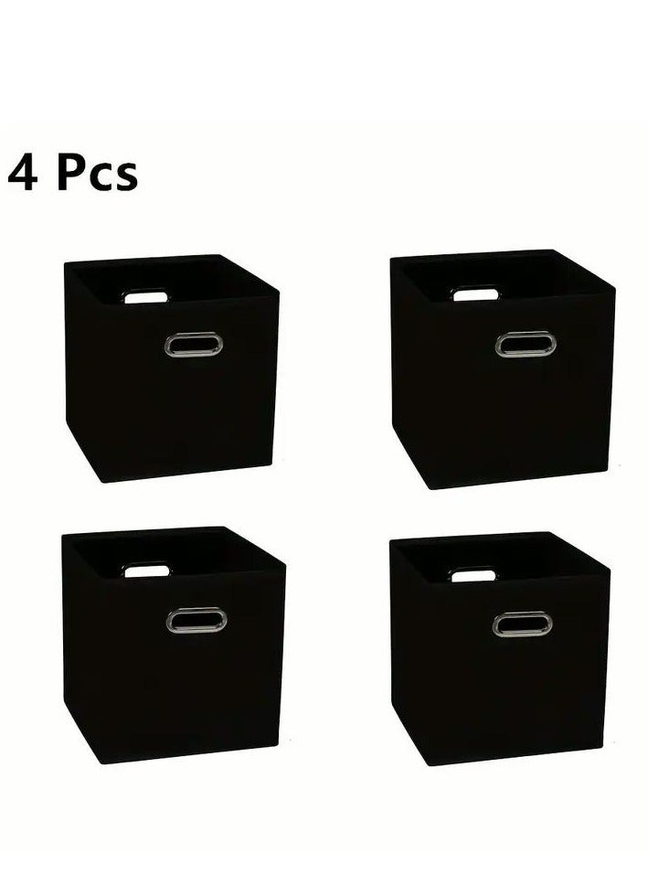 لوفت منظم، صندوق تخزين، مجموعة من 4 قطع، الطول 31.2 × العرض 31 × الارتفاع 31.5 سم، أسود، كتان، كرتون - 138885J - Image 1