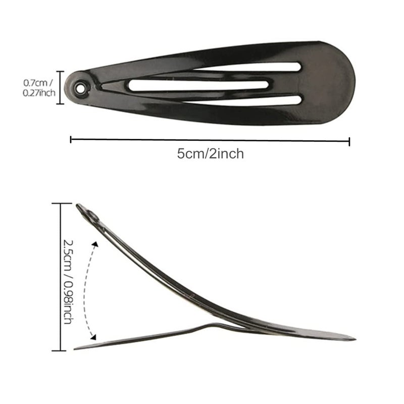 JFFX 12 Pieces Snap Hair Clips for Women, Hair Barrettes 2 Inch Metal Black Hair Clip for Girls Kids Teens Hair Accessories - Image 2