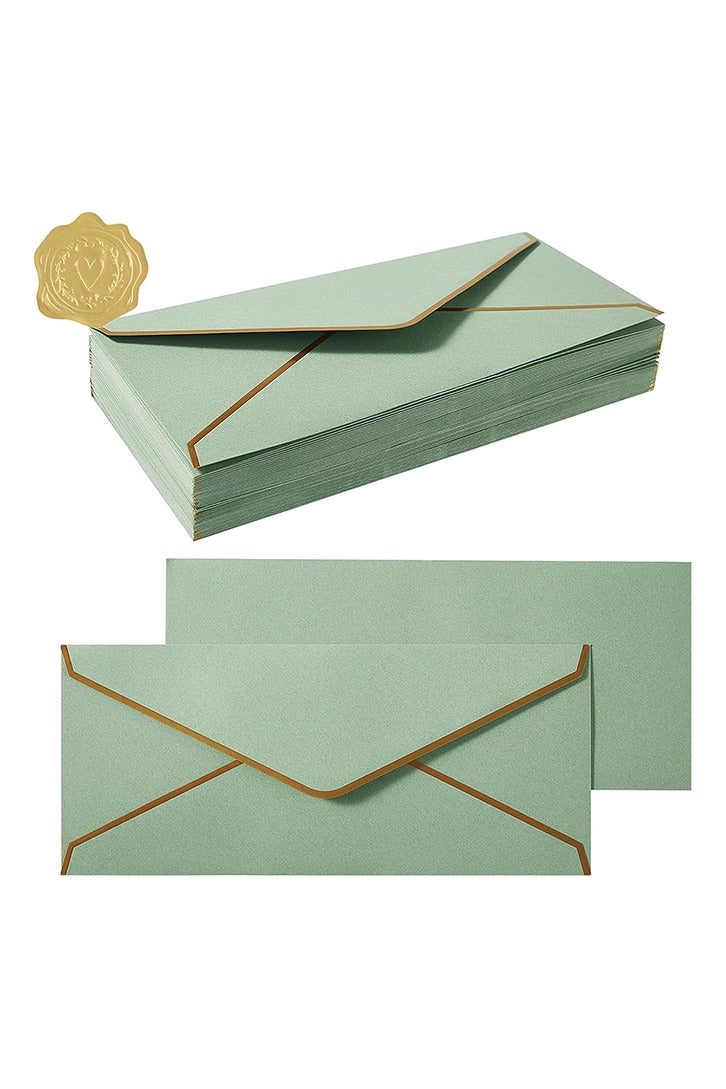 30 Pack #10 Business Envelopes with Gold Border, Self Seal Standard Envelopes with Gold Stickers for Office, Checks, Letter Mailing, Invoices, 4 1/8 x 9 1/2 Inches - Image 1