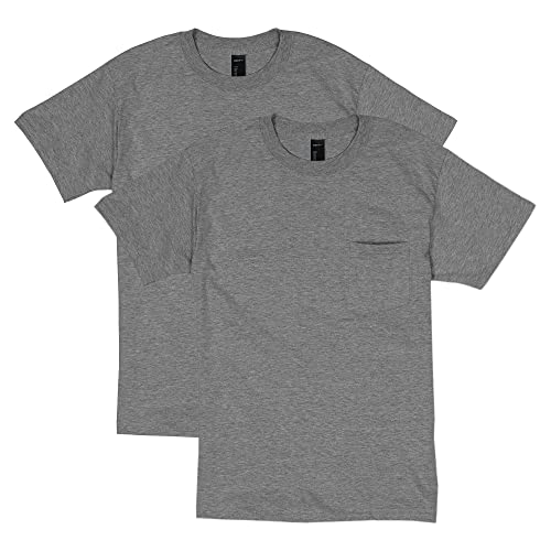 Hanes mens Short Sleeve Pocket Tee Value Pack (Available in 1 Or 2 Pack) T Shirt, Charcoal Heather (2 Pack), Large US - Image 1