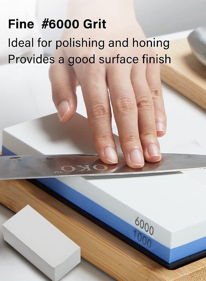 INKBIRD Knife Sharpeners Corundum Whetstone 2-in-1 Knife Sharpening Stone 1000/6000 Dual Grit Side with Anti-Slip Silicone Holder Angle Guide Correction Stone Ideal Grinding Stone for Chefs and Cooking Lovers - Image 2