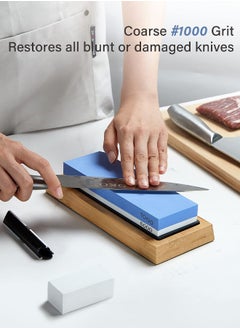 INKBIRD Knife Sharpeners Corundum Whetstone 2-in-1 Knife Sharpening Stone 1000/6000 Dual Grit Side with Anti-Slip Silicone Holder Angle Guide Correction Stone Ideal Grinding Stone for Chefs and Cooking Lovers  - Image 3