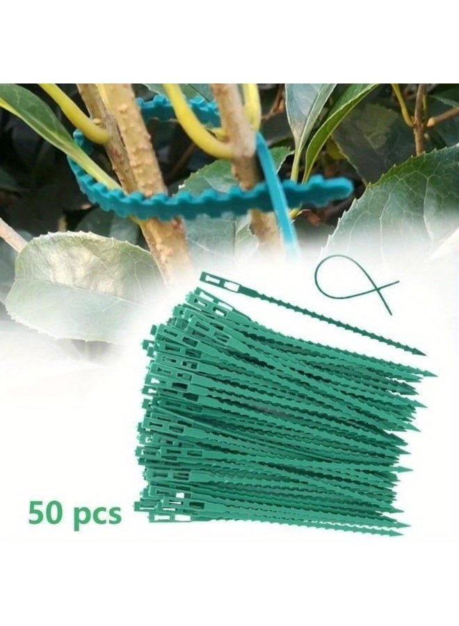 Generic 50pcs Adjustable Plastic Plant Ties Reusable Garden Tree Climbing Bracket Plant Vine Tomato Stem Clamp Ties 
