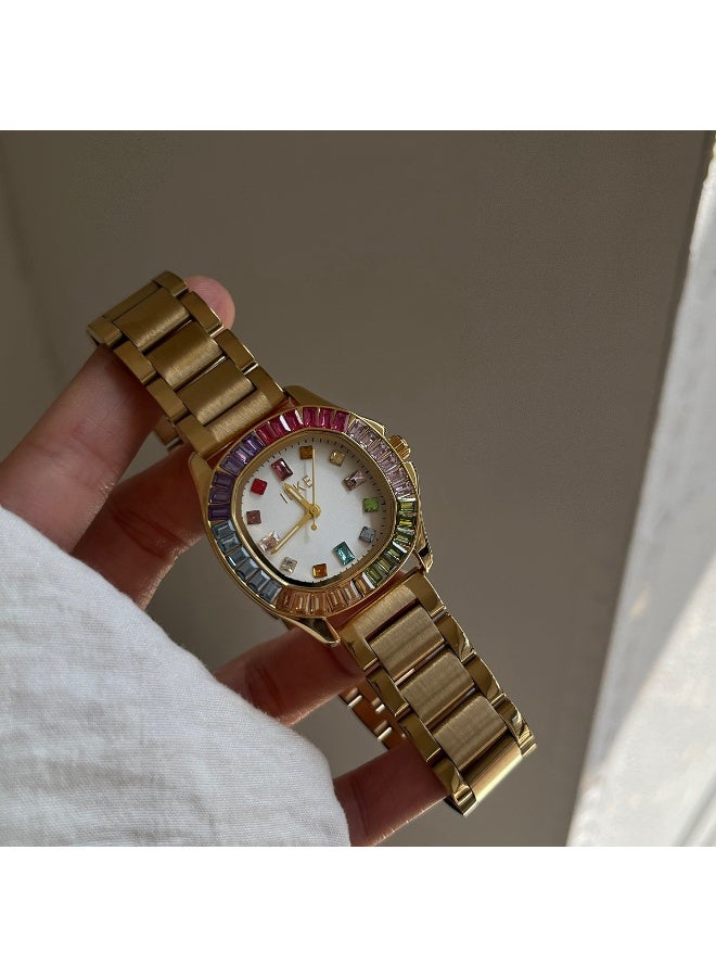 اياكي ساعة كوارتز نسائية فاخرة مرصعة بالألماس - Image 4