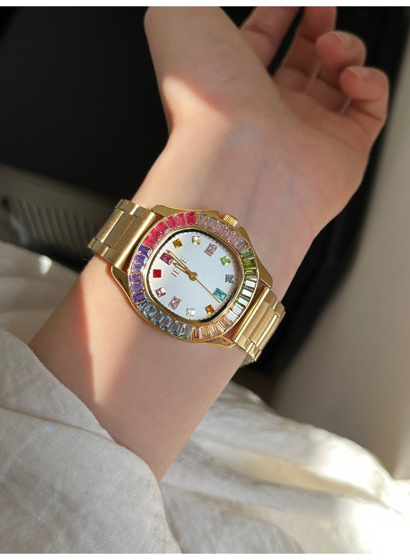 اياكي ساعة كوارتز نسائية فاخرة مرصعة بالألماس - Image 3