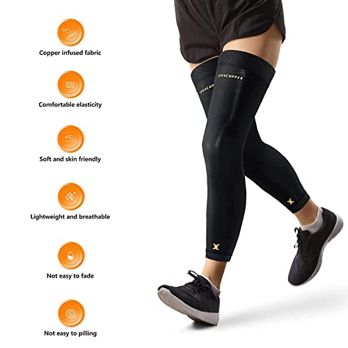 Thx4COPPER Full Leg Compression Sleeves, Anti Slip Long Leg Knee Stabilizer Brace, Knee Thigh Calf Support for Running Basketball Cycling Football, Leg Protection Knee Pain Relief Arthritis Recovery,Men & Women(Pair) - Image 5