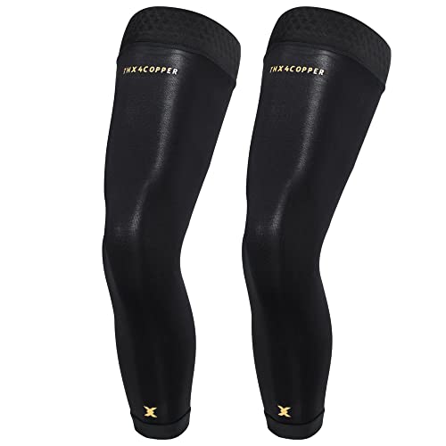 Thx4COPPER Full Leg Compression Sleeves, Anti Slip Long Leg Knee Stabilizer Brace, Knee Thigh Calf Support for Running Basketball Cycling Football, Leg Protection Knee Pain Relief Arthritis Recovery,Men & Women(Pair) - Image 1