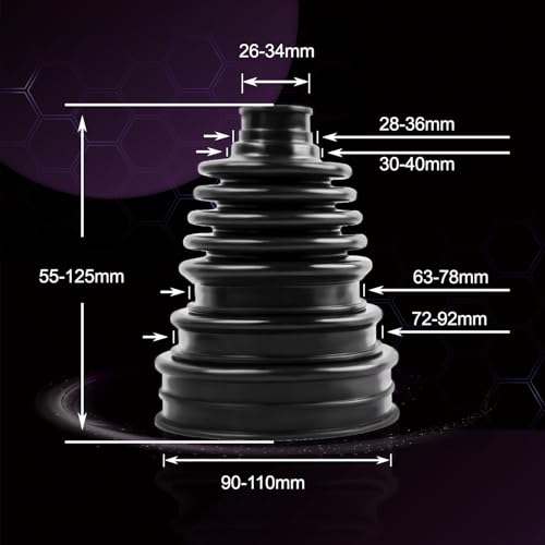 Pnkauto Upgrade 2PCS Universal CV Axle Boot Repair Kit, Not Split CV Boots, Fits 26mm-34mm Shafts, 4.92" (125mm) Height, Premium Silicone, Seals Out Dirt & Moisture, Includes 4 Stainless Steel Clamps - Image 2
