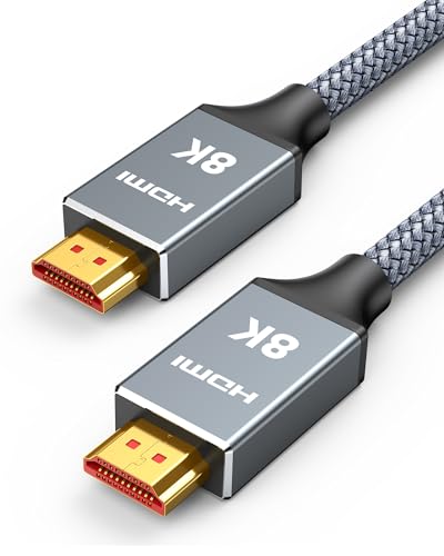 Capshi 6.6ft 8K 4K@120Hz HDMI Cable 2.1, 48Gbps High Speed Cord for PS5/4, TV, Gaming Console, Monitor, 8K@60Hz, 2K@240Hz, 144Hz, Support HDR, eARC, DTS:X, HDCP 2.2 & 2.3, Braided, Grey - Image 1