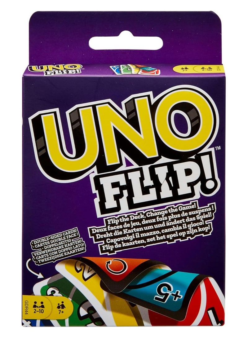 ماتيل جيمز لعبة الورق أونو فليب – بطاقات مزدوجة الجوانب مع تحديات خفيفة ومظلمة – لعبة عائلية ممتعة من 2 إلى 10 لاعبين، للأعمار 7 سنوات فما فوق - Image 1