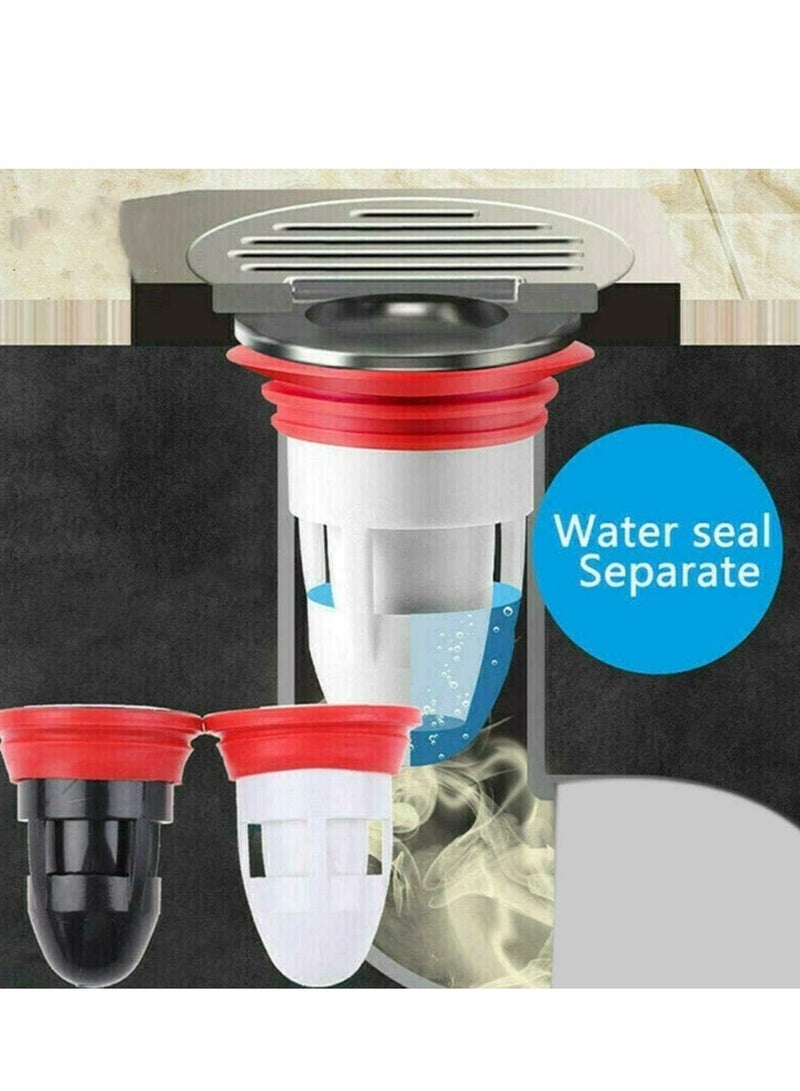 أوزيغالور 4-قطعة من القنوات المضادة للرائحة المطاط السوداء للأرضية في الحمام والمطبخ، بدون مرشح، مضاد للإنسداد، منع العكس التدفقي - Image 3