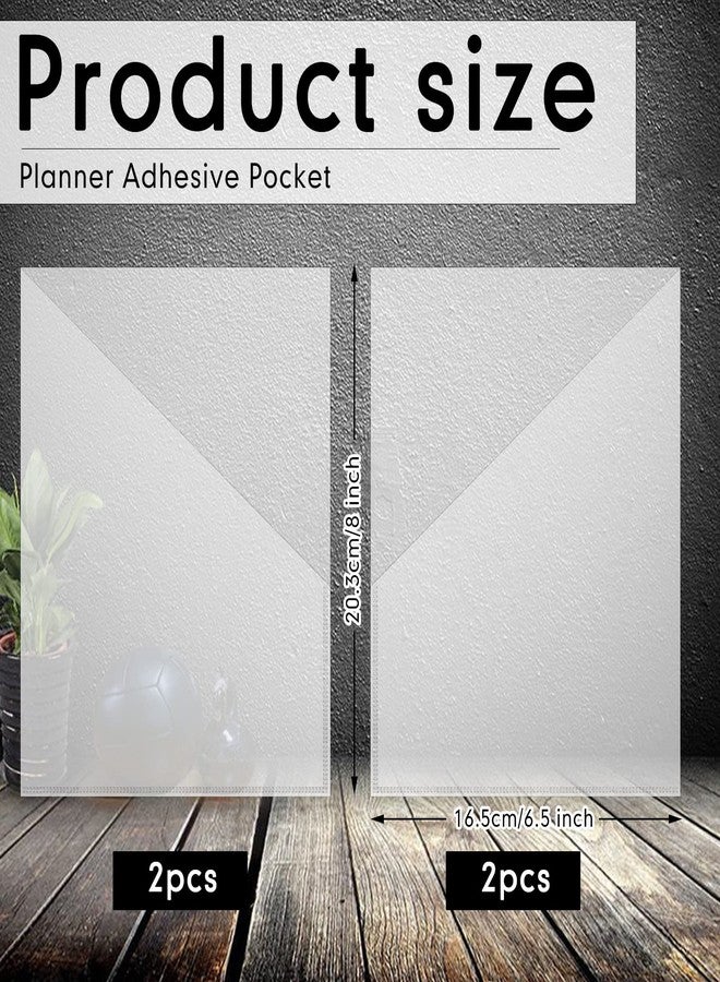 Chinco 4 Packs Planner Sticky Pockets - Clear Adhesive Pockets for Planners, Home, Office, and School Accessories(8 x 6.5 Inch) - Image 2