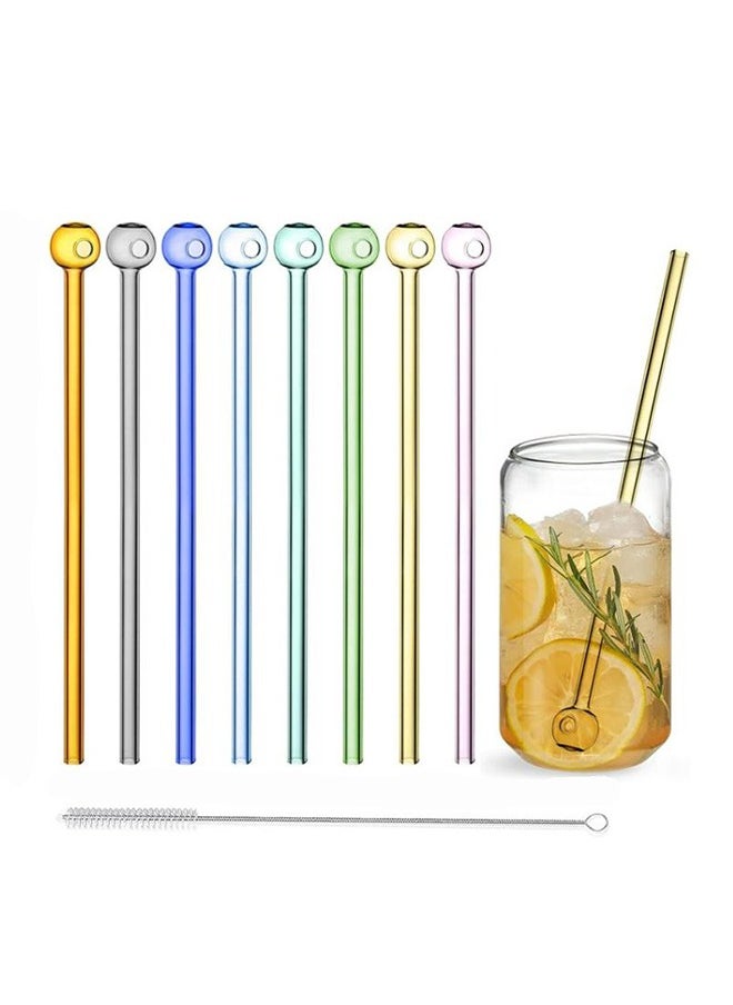 8 reusable straw colors (8 colors) 20x0.8x0.8cm and straw cleaning brush