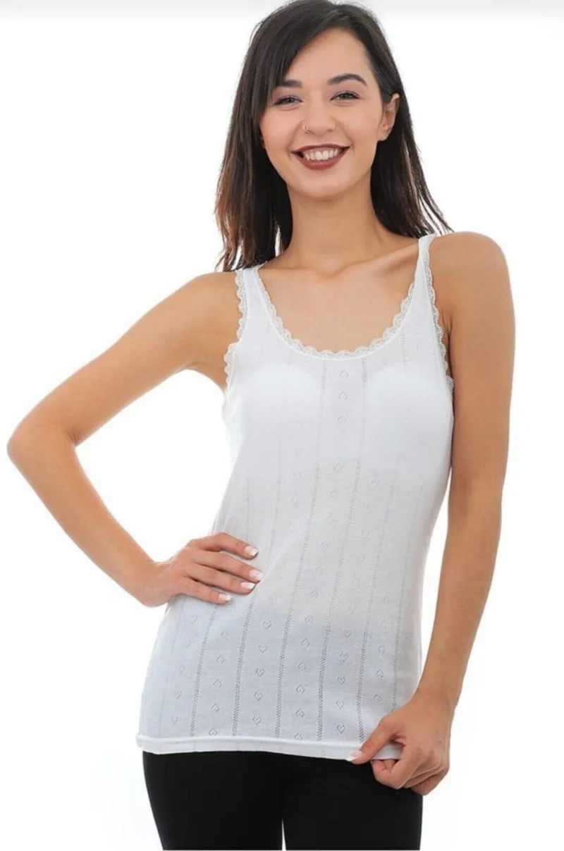 توتكو 0201 Women's Jacquard Thick Strappy Undershirt 12 Pieces