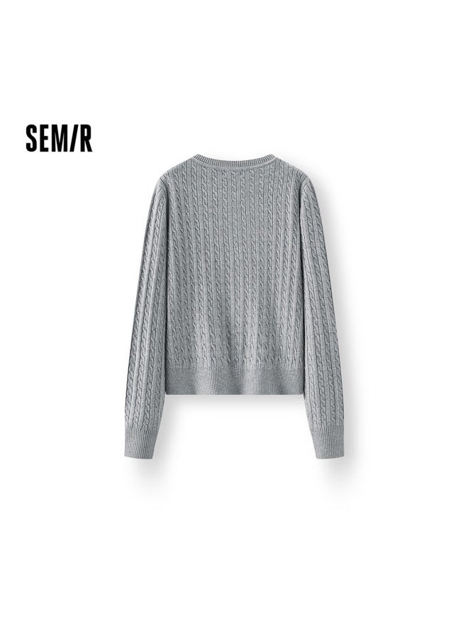 Semir Mall Same Style | Qiji Red Sweater Women  New Year College Style Round Neck Cable Knit Inner Wear 101126106009 - Image 1