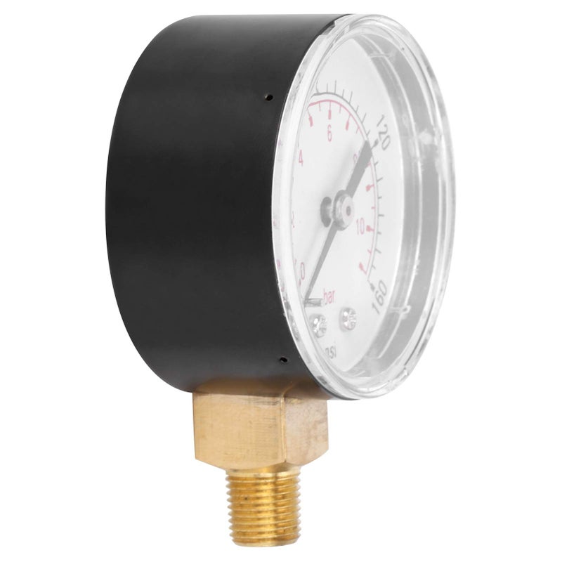 Dual Scale 0 160 PSI 11 Bar Pressure Gauge Stainless Steel Housing Transparent Dial Cover - Image 3