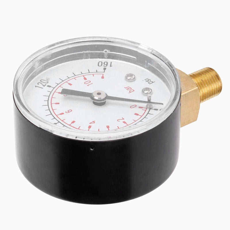 Dual Scale 0 160 PSI 11 Bar Pressure Gauge Stainless Steel Housing Transparent Dial Cover - Image 4