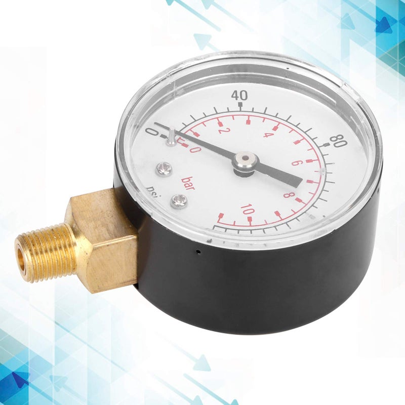 Dual Scale 0 160 PSI 11 Bar Pressure Gauge Stainless Steel Housing Transparent Dial Cover - Image 5
