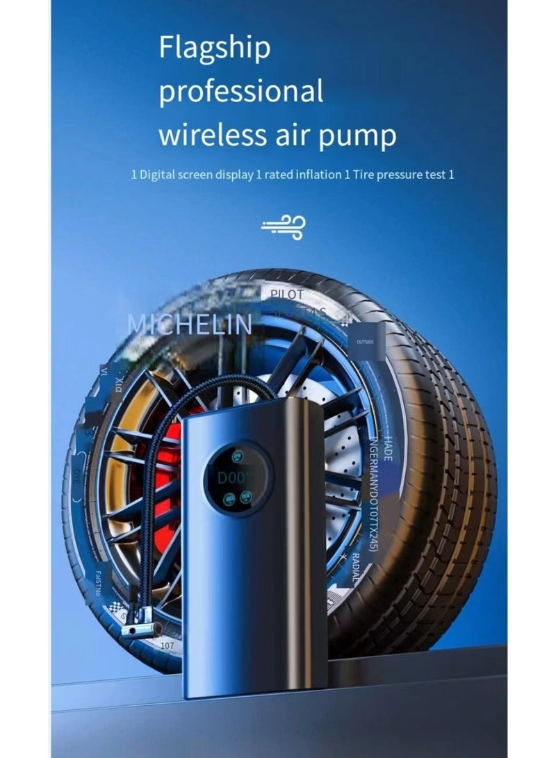 Portable tire inflator air compressor, car tire air pump with tire pressure gauge, one click intelligent inflator, suitable for cars, motorcycles, bicycles, etc - Image 1