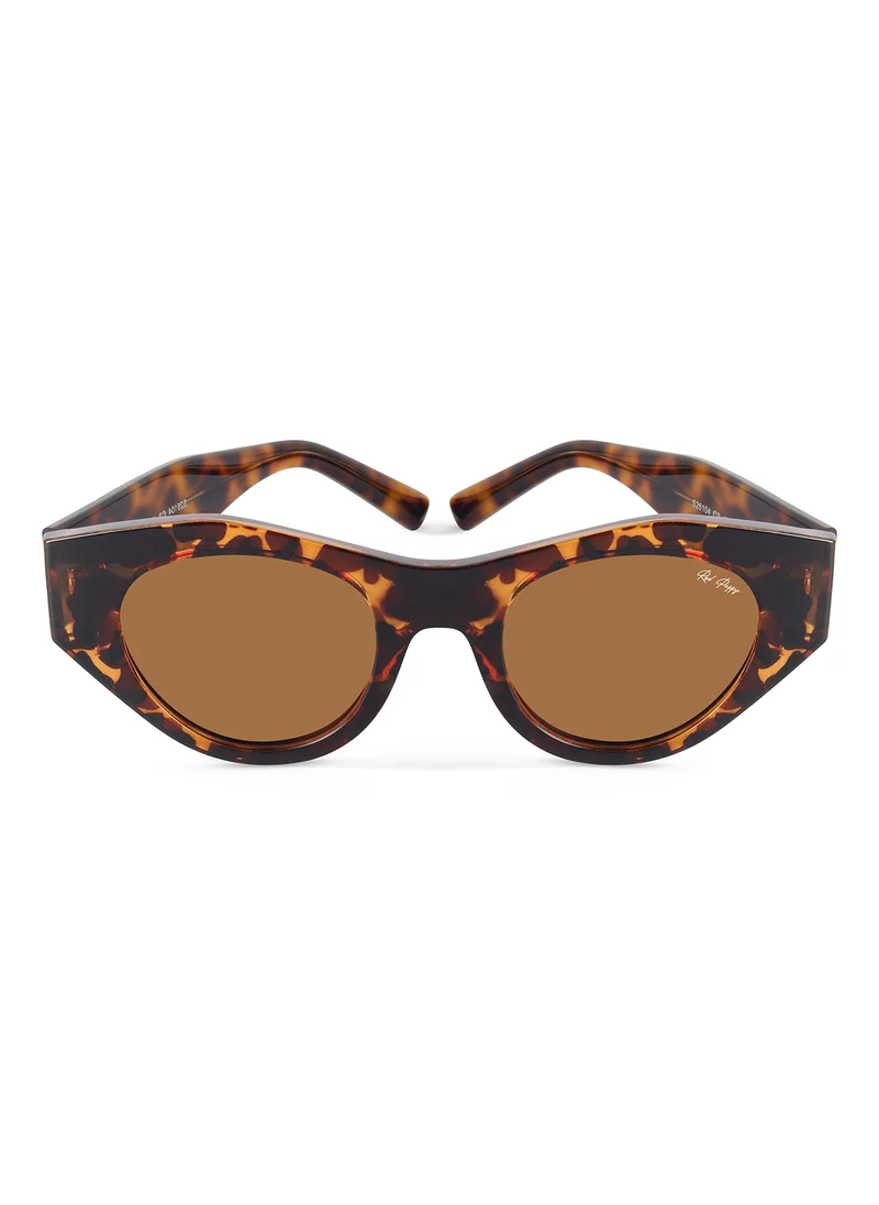 Woggles Red Pappy Jitter Brown Polarized Round Sunglasses