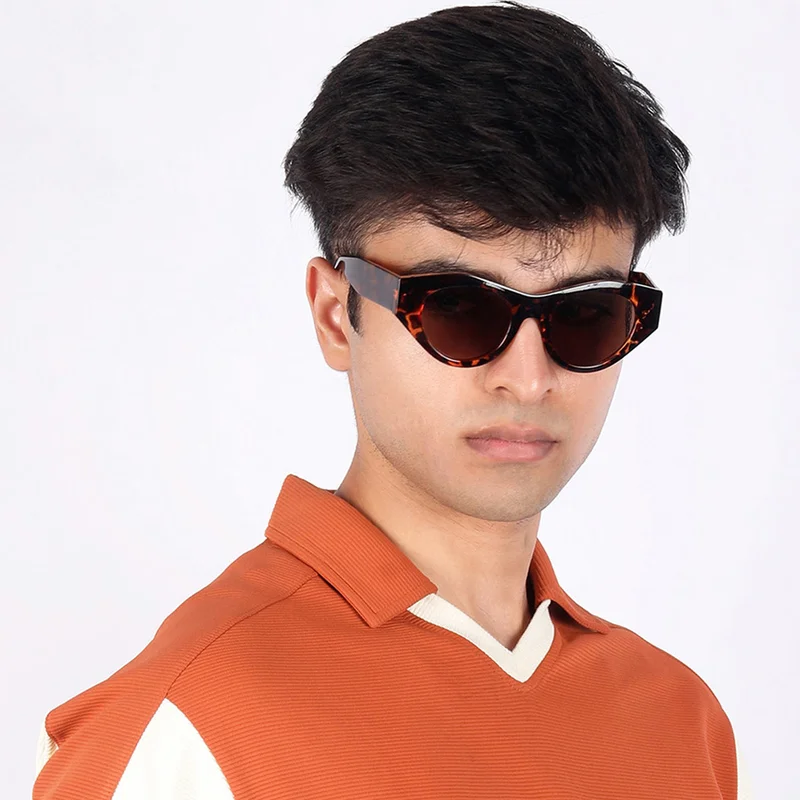 Woggles Red Pappy Jitter Brown Polarized Round Sunglasses