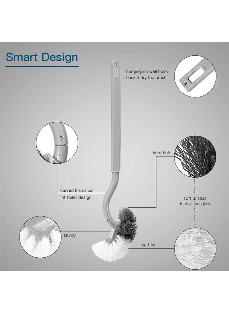 yIFeNG Bathroom Toilet Bowl Brush and Holder, Curved Design Toilet Brush for Deep Cleaning Under Rim, Best Toilet Brush Set, Easy Handy CompactToilet BowlCleaner Brush for Bathroom, 3 Pack  - Image 2