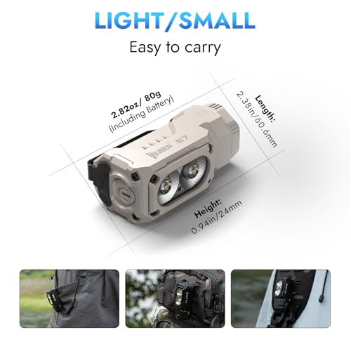 WUBEN E7 1800 Lumen Rechargeable Mini Flashlight with Magnet - Super Bright 6 Modes Khaki EDC Flashlights, Typ-C Rechargeable LED; IP68 Pocket Flashlight for Headlamp Use, Rescue, Camping - Image 4