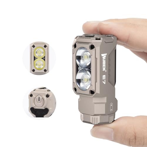 WUBEN E7 1800 Lumen Rechargeable Mini Flashlight with Magnet - Super Bright 6 Modes Khaki EDC Flashlights, Typ-C Rechargeable LED; IP68 Pocket Flashlight for Headlamp Use, Rescue, Camping - Image 1
