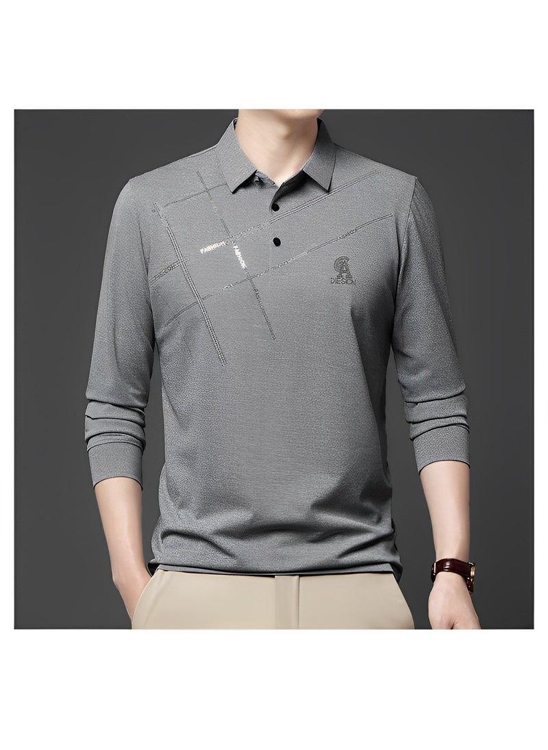 Men's Polo Shirts Slim-Fit Long Sleeve Pique Polo Shirts Quick Dry Performance Tactical Shirts Pique Jersey Golf Shirt Shiny Silk Polo Shirt