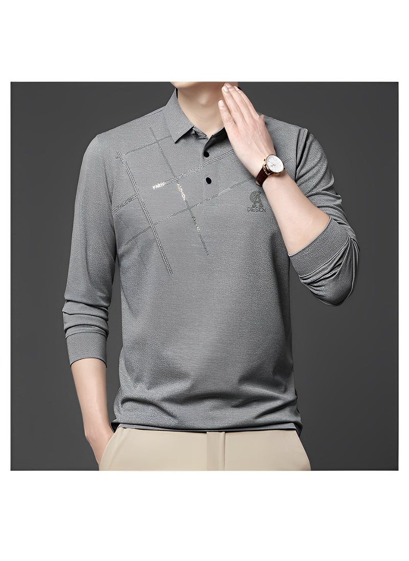 Men's Polo Shirts Slim-Fit Long Sleeve Pique Polo Shirts Quick Dry Performance Tactical Shirts Pique Jersey Golf Shirt Shiny Silk Polo Shirt