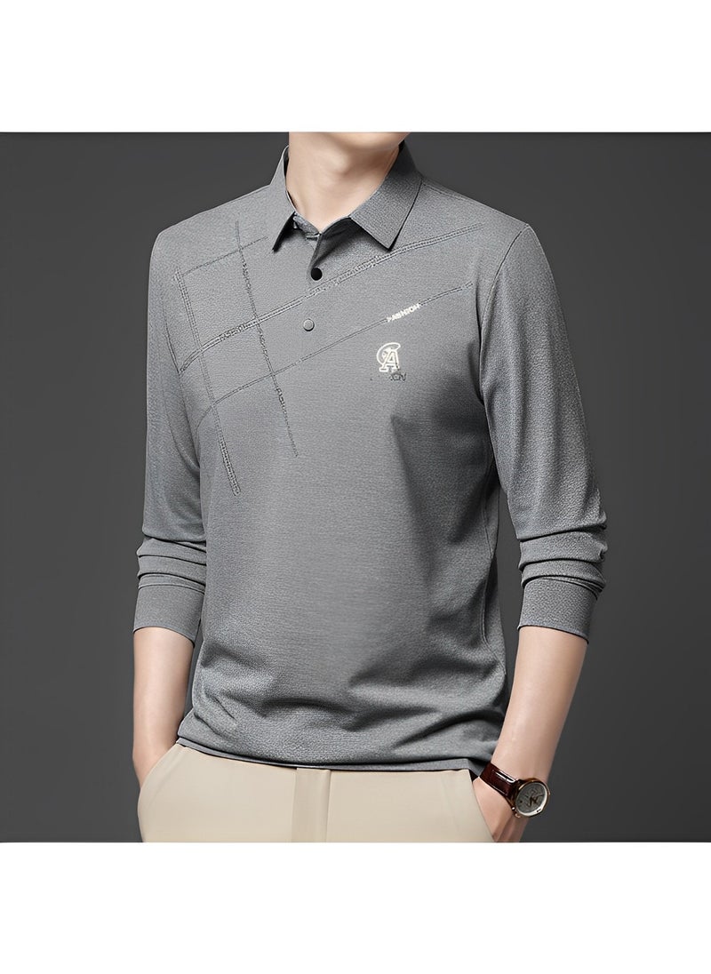 Men's Polo Shirts Slim-Fit Long Sleeve Pique Polo Shirts Quick Dry Performance Tactical Shirts Pique Jersey Golf Shirt Shiny Silk Polo Shirt