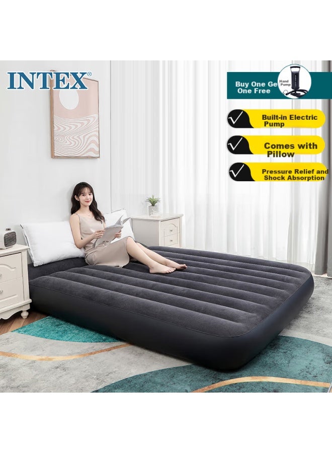 Intex 64148 Double Inflatable Air Bed With Built-in Electric Pump, Pillow, Portable Folding Bed For Home, Car, And Rv Use - Image 1