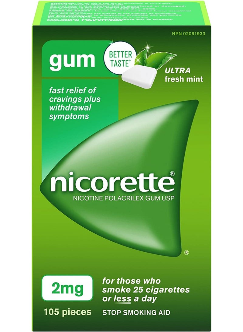 Nicorette Gum, Ultra Fresh Mint, 2 mg, 105 Count - Image 4