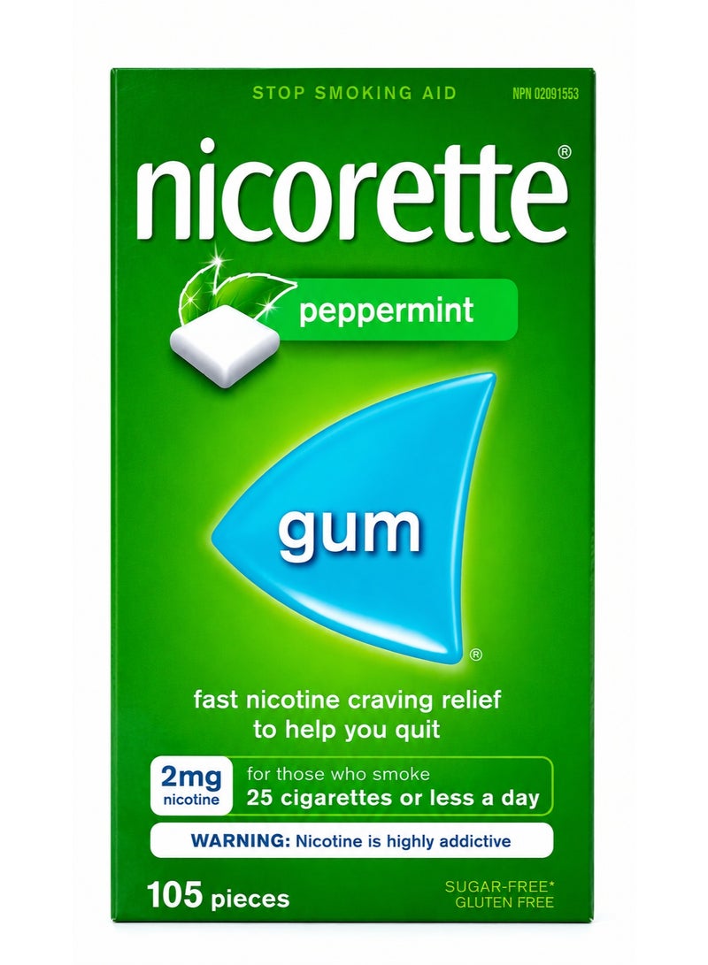 Nicorette Gum, Ultra Fresh Mint, 2 mg, 105 Count - Image 1