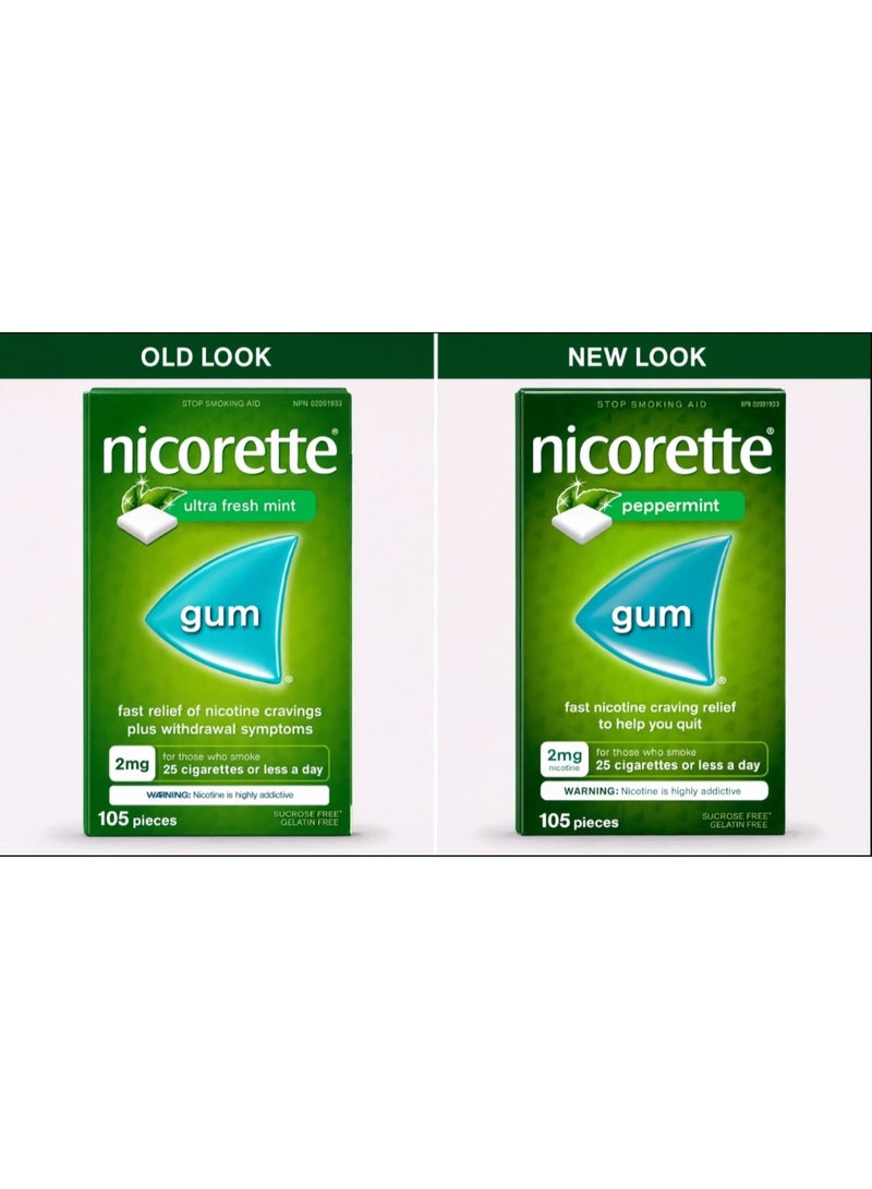 Nicorette Gum, Ultra Fresh Mint, 2 mg, 105 Count - Image 2