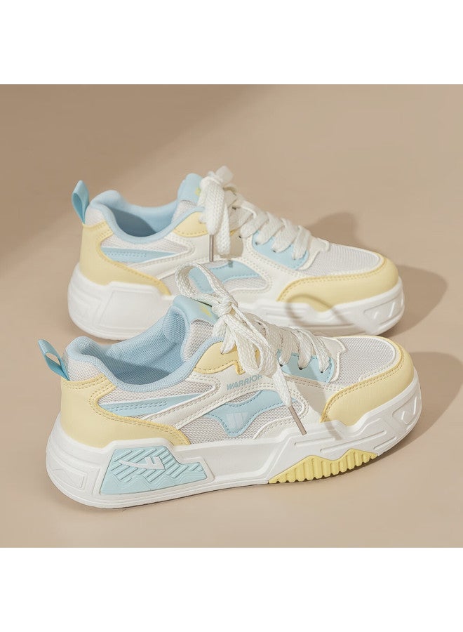 Pull Back Warrior Women's Low-top Canvas Shoes Summer Mesh Casual Shoes Women's All-match Sneakers Wxy3590 Beige Blue Size 37 - Image 2