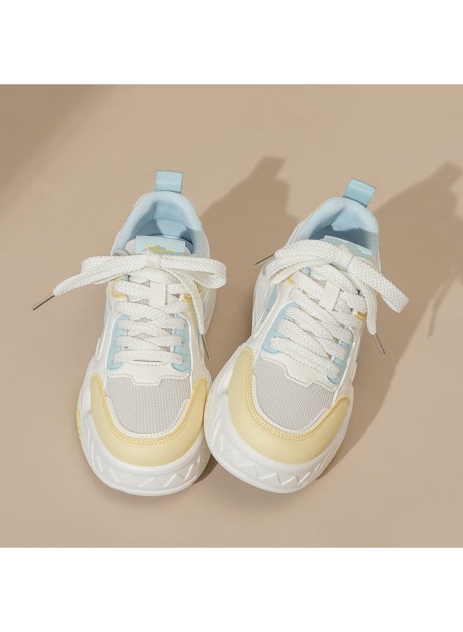 Pull Back Warrior Women's Low-top Canvas Shoes Summer Mesh Casual Shoes Women's All-match Sneakers Wxy3590 Beige Blue Size 37 - Image 3