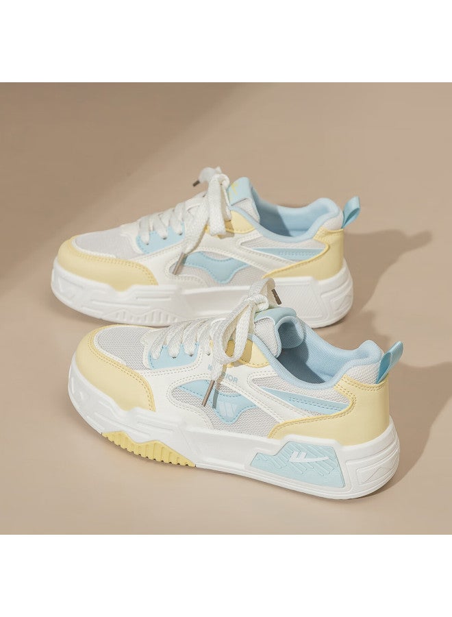 Pull Back Warrior Women's Low-top Canvas Shoes Summer Mesh Casual Shoes Women's All-match Sneakers Wxy3590 Beige Blue Size 37 - Image 4