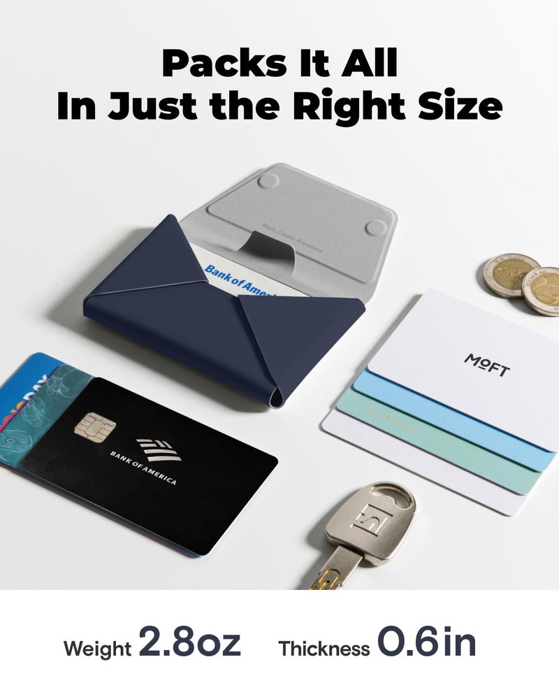 MOFT محفظة موفت ماغسيف، حاملة 8 بطاقات، قاعدة هاتف مغناطيسية بتصميم سحب للوصول، حجب RFID، ضبط الزاوية ومحفظة موفاس المينيمالية للرجال لأساسيات السفر، أزرق داكن - Image 4
