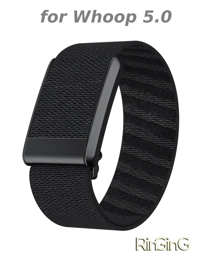 RinGinG Breathable Elastic Wristband for Whoop 5.0 – Durable adjustable woven strap with moisture-wicking nylon blend, engineered for round-the-clock wear during sleep monitoring, gym workouts, and activity tracking. Combines breathable comfort and strap adjustability for seamless band replacement. Tool-free installation. - Image 1