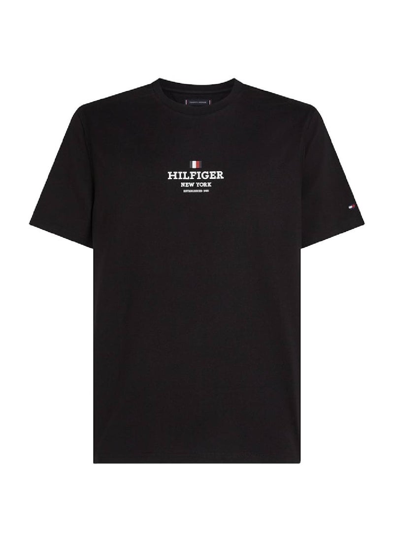 TOMMY HILFIGER Men's Logo Crewneck T-shirt - Cotton, Black  - Image 2
