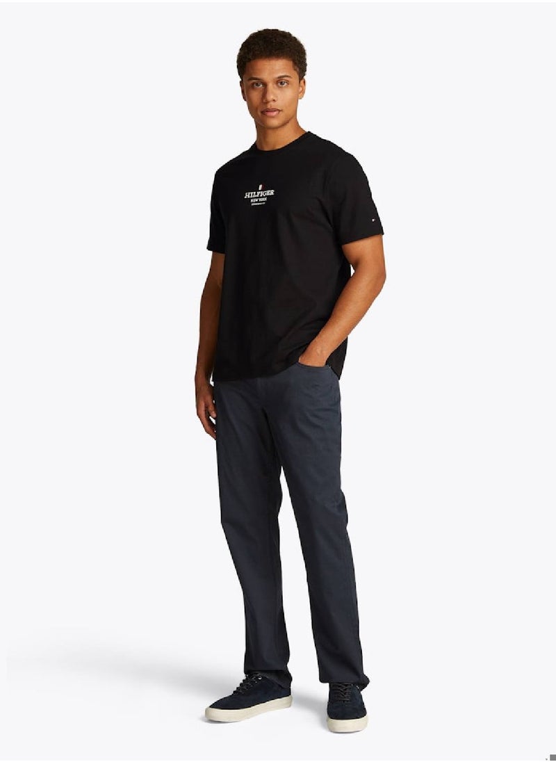 TOMMY HILFIGER Men's Logo Crewneck T-shirt - Cotton, Black  - Image 3