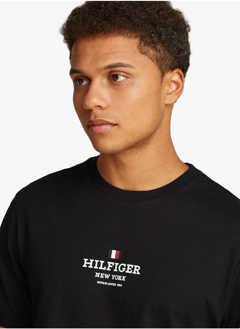 TOMMY HILFIGER Men's Logo Crewneck T-shirt - Cotton, Black  - Image 5
