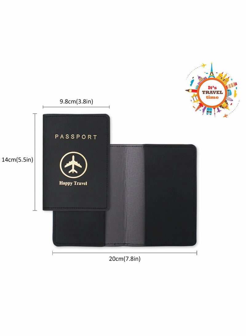 Luggage Tags and Passport Covers, 4 Pcs Passport Holder Passport Case Travel Suitcase Tag Organizer for Storing Business Cards Credit Cards Boarding Passes - Image 3