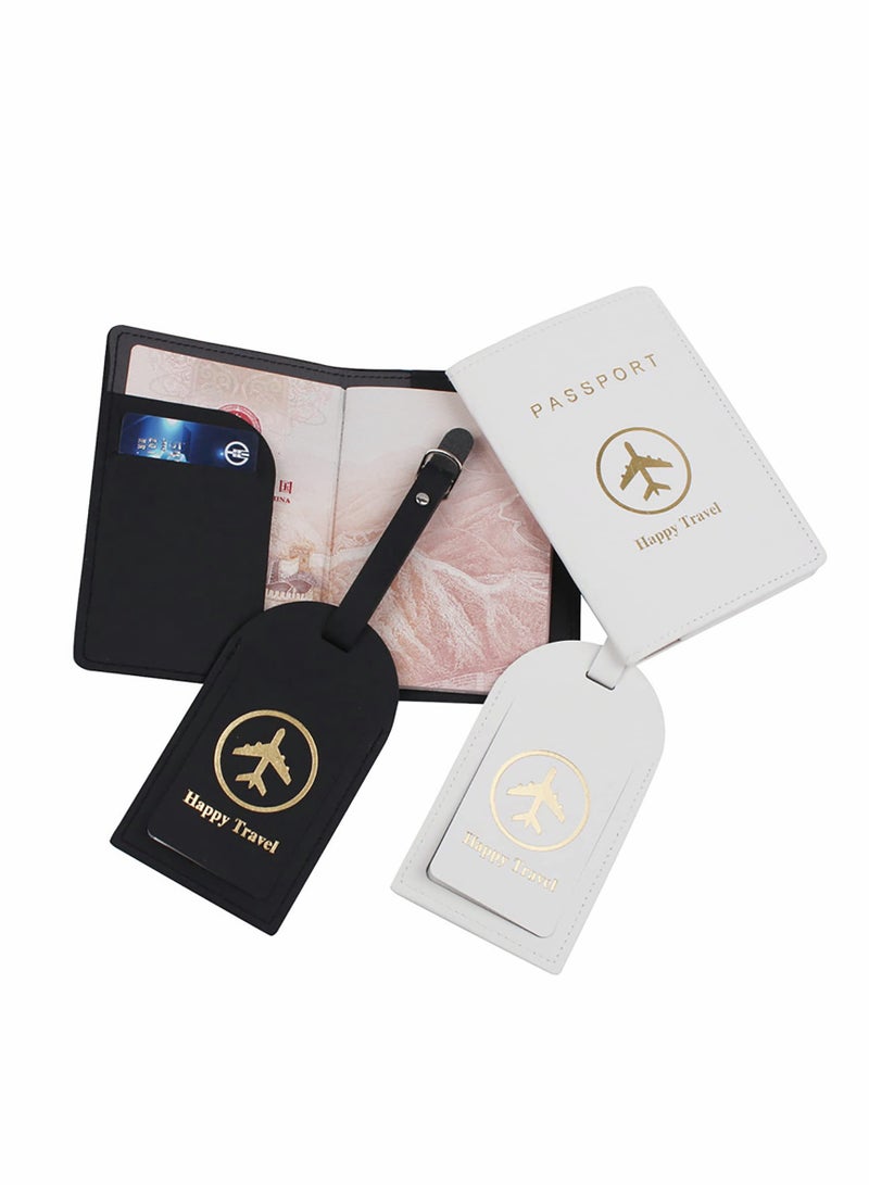 Luggage Tags and Passport Covers, 4 Pcs Passport Holder Passport Case Travel Suitcase Tag Organizer for Storing Business Cards Credit Cards Boarding Passes - Image 5