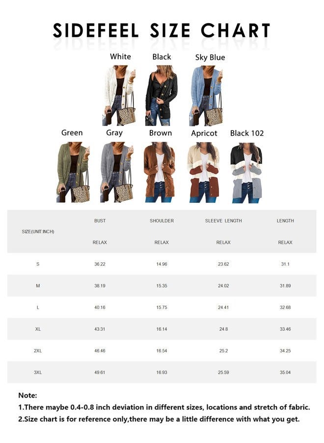 Sidefeel Cardigan Sweaters for Women Plaid Long Sleeve Open Front Chunky Knit Loose Sweaters Winter Coats Brown Medium - Image 5