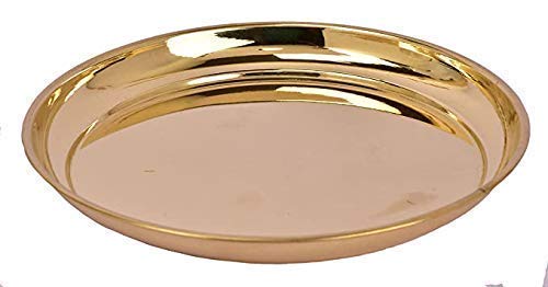 Skywalk Handmade Brass Puja ThaliPooja Plate Gold 8 Inch - Image 2